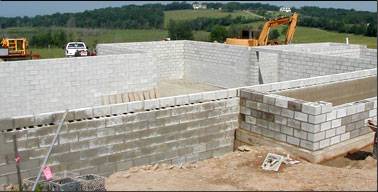 Concrete block used to construct basement walls