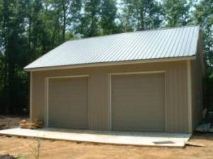 Garage constructed on concrete pad
